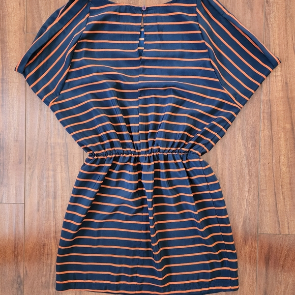 NAVY BLUE AND ORANGE STRIPED DRESS - Picture 5 of 6